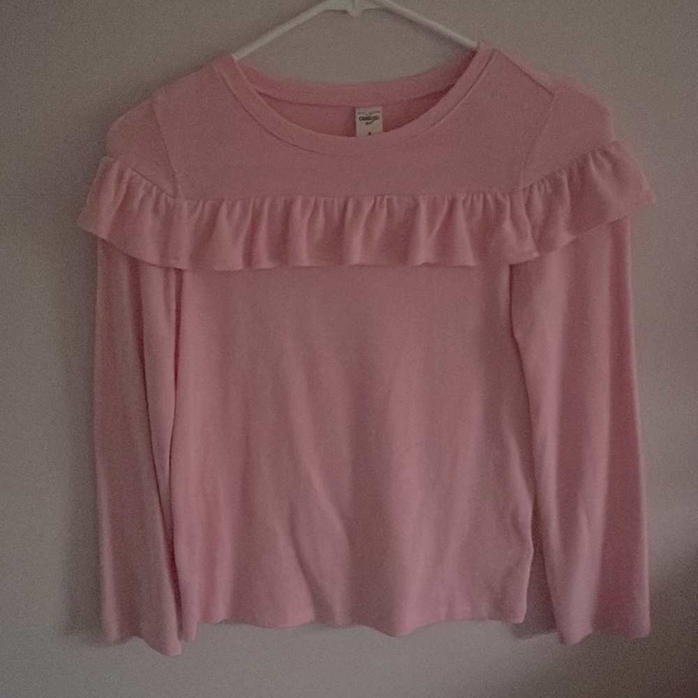 Pink ruffle long sleeve top